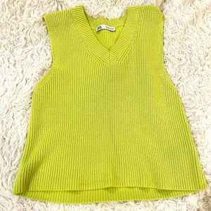 Zara Lime Green Knit Blouse (Size: M) NEW